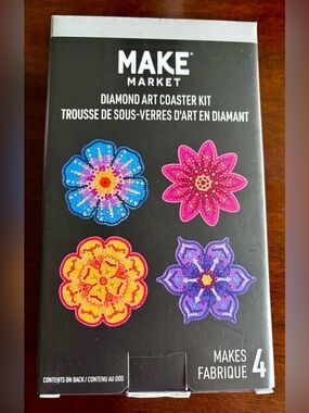 Floral Diamond Art Four Piece Coaster Craft Kit
